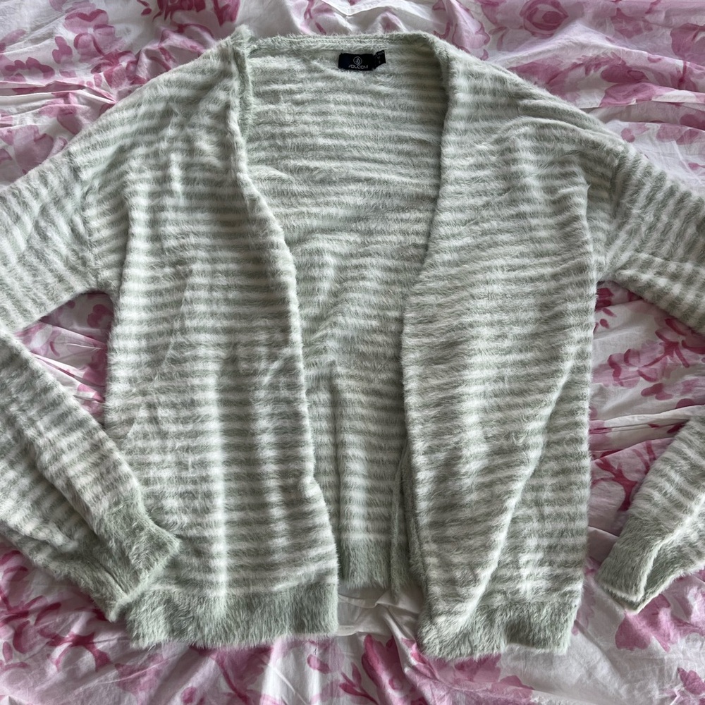 Volcom Green Cardigan Sweater Soft Knit